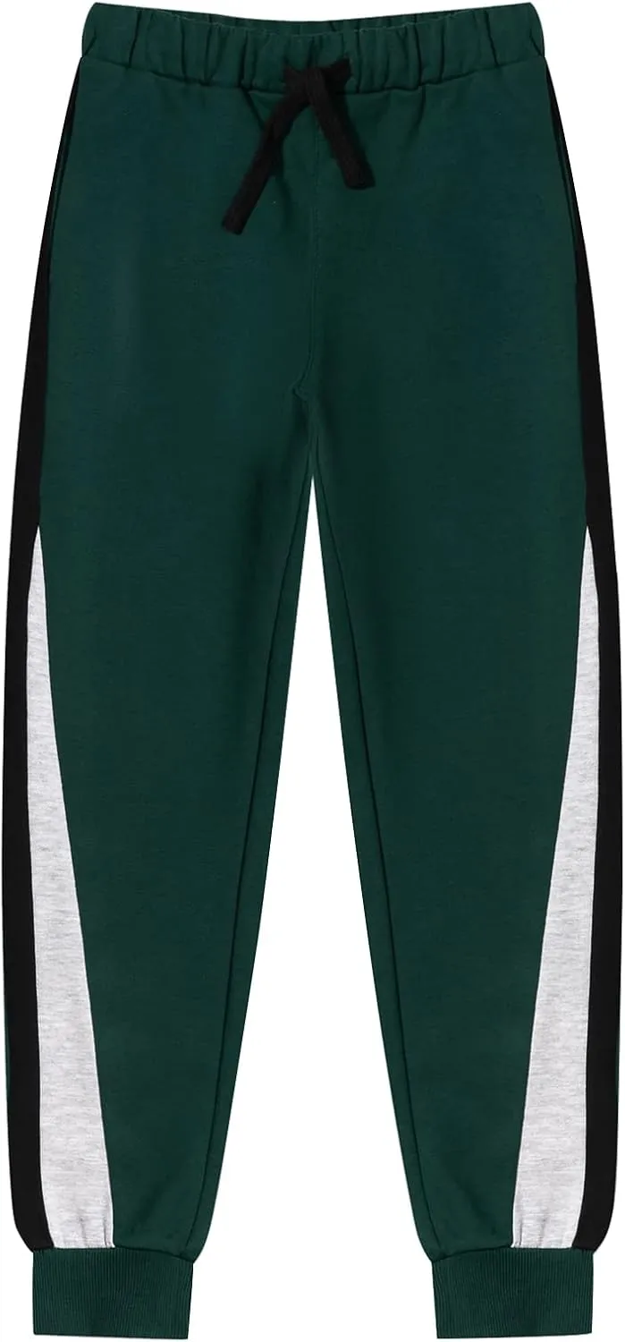 Boys Girls Fleece Joggers Drawstring Elastic Waist Kids Sweatpants Athletic Pants