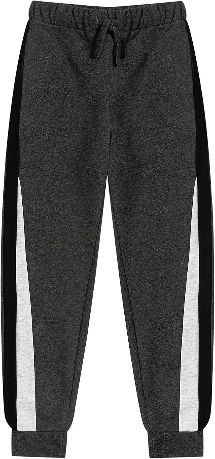 Boys Girls Fleece Joggers Drawstring Elastic Waist Kids Sweatpants Athletic Pants