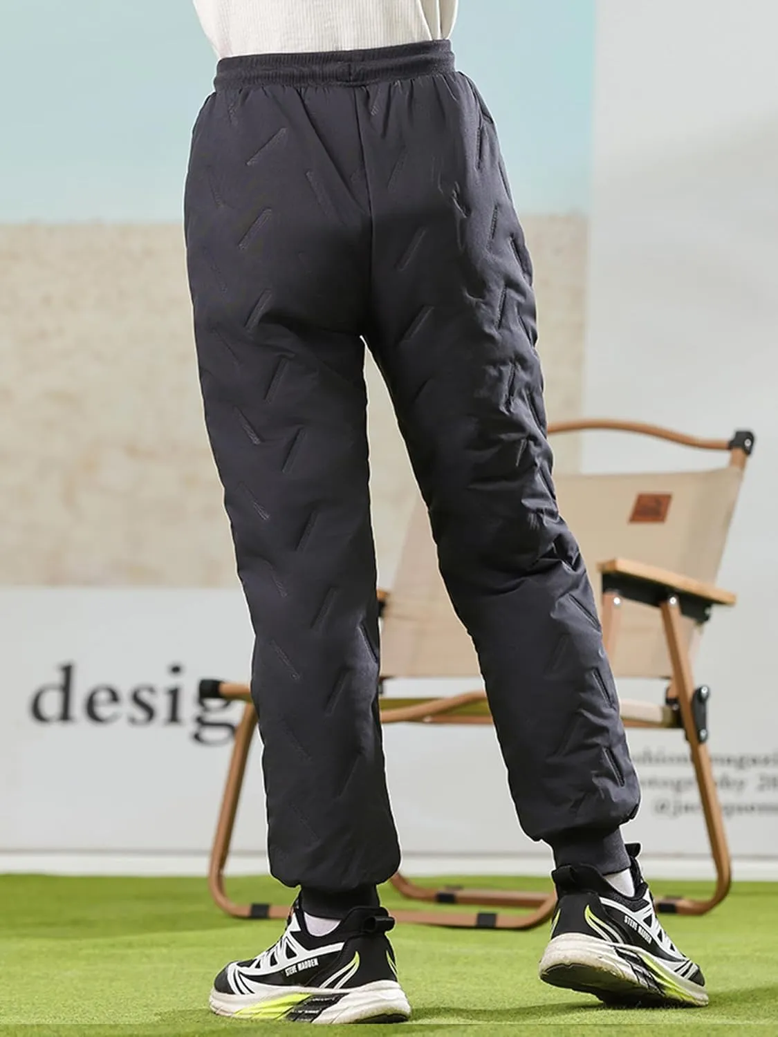 Boys Waterproof Snow Pants Winter Fleece Lined Hiking Pants Drawstring Joggers
