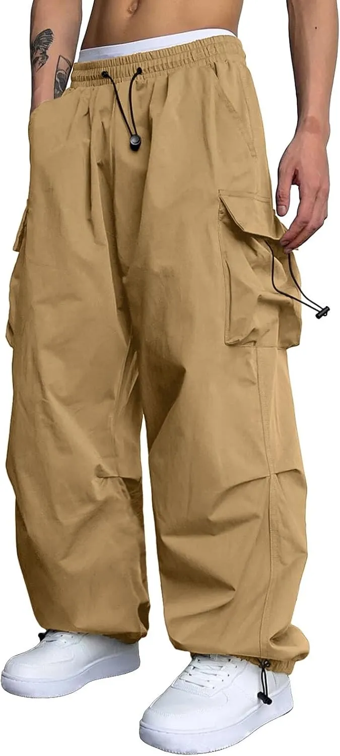 Cargo Combat Pant for Men Casual Work Pant Elastic Waist Cotton Joggers Multi Pockets