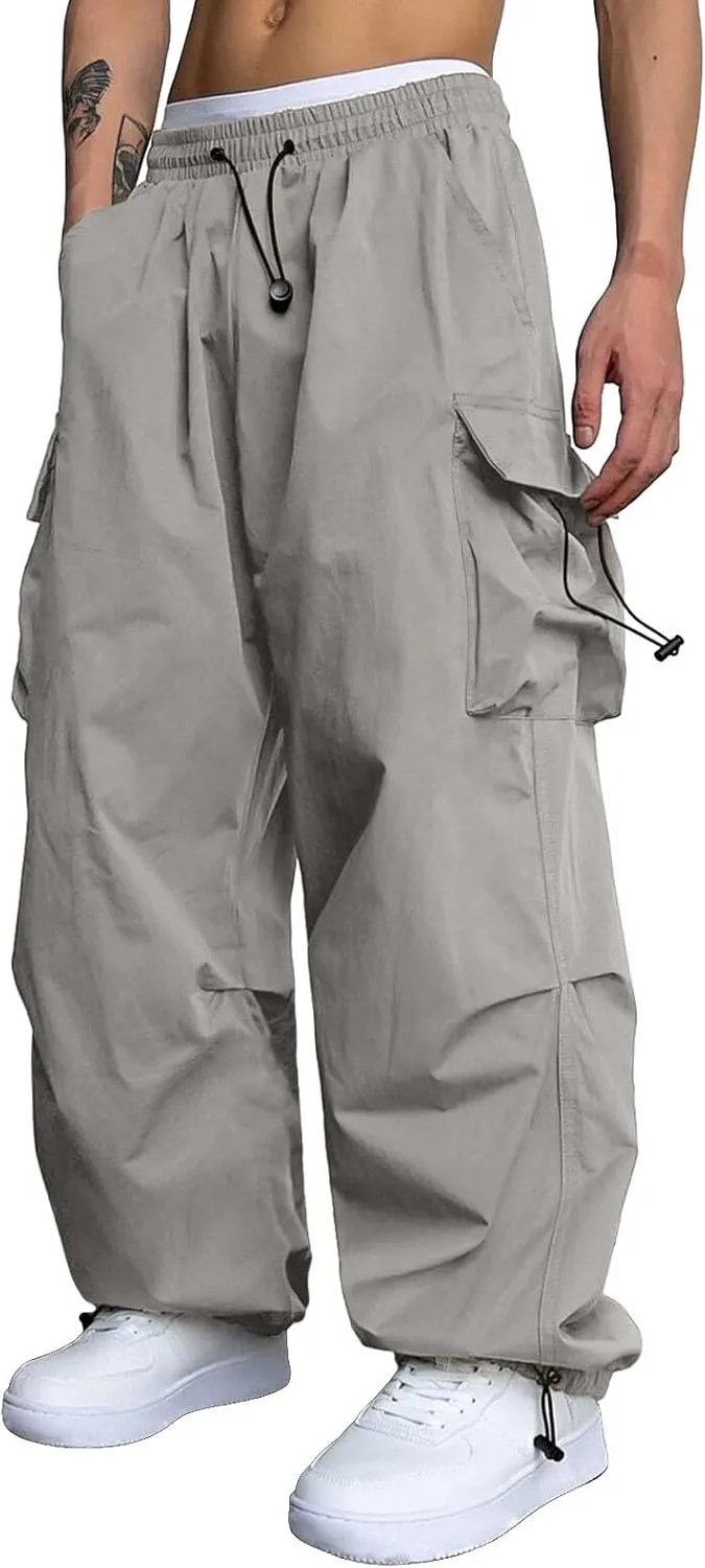 Cargo Combat Pant for Men Casual Work Pant Elastic Waist Cotton Joggers Multi Pockets
