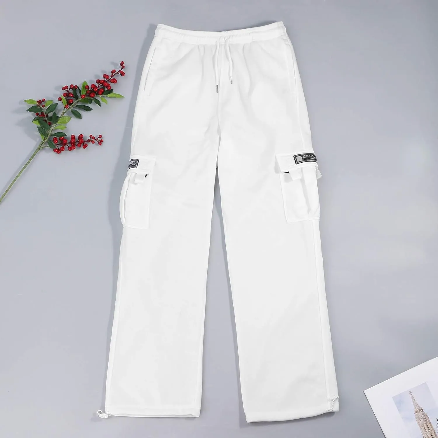 Cargo Pants for Men Baggy Plus Size Drawstring Waist Relaxed Fit Sweatpants Casual Golf Joggers with Pockets