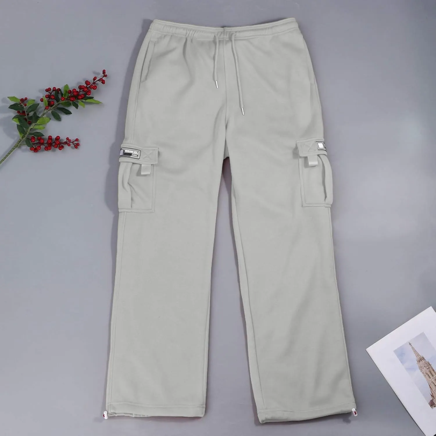 Cargo Pants for Men Baggy Plus Size Drawstring Waist Relaxed Fit Sweatpants Casual Golf Joggers with Pockets