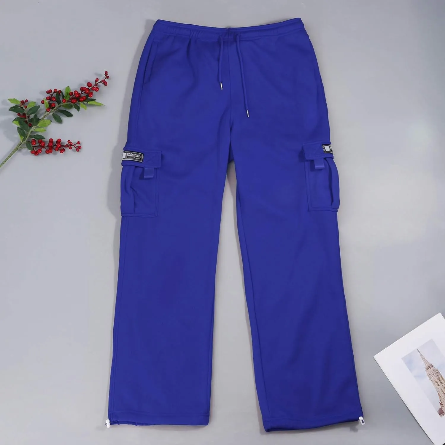 Cargo Pants for Men Baggy Plus Size Drawstring Waist Relaxed Fit Sweatpants Casual Golf Joggers with Pockets