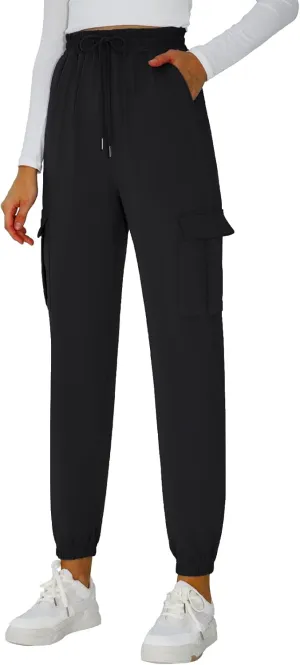 Cargo Pants Women Stretchy Sweatpants Elastic Waist Joggers with Pockets Baggy Hiking Pants Soft Athletic Pants