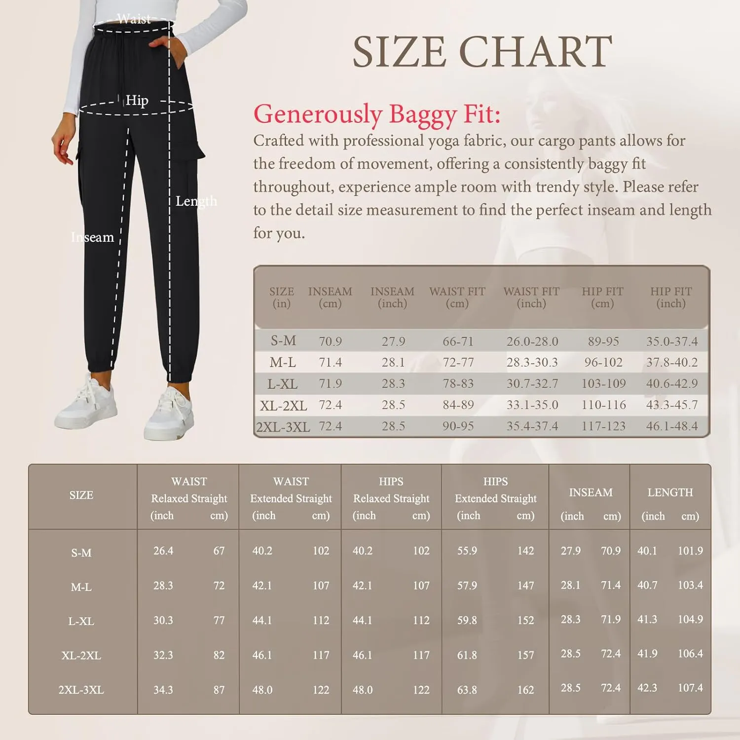 Cargo Pants Women Stretchy Sweatpants Elastic Waist Joggers with Pockets Baggy Hiking Pants Soft Athletic Pants