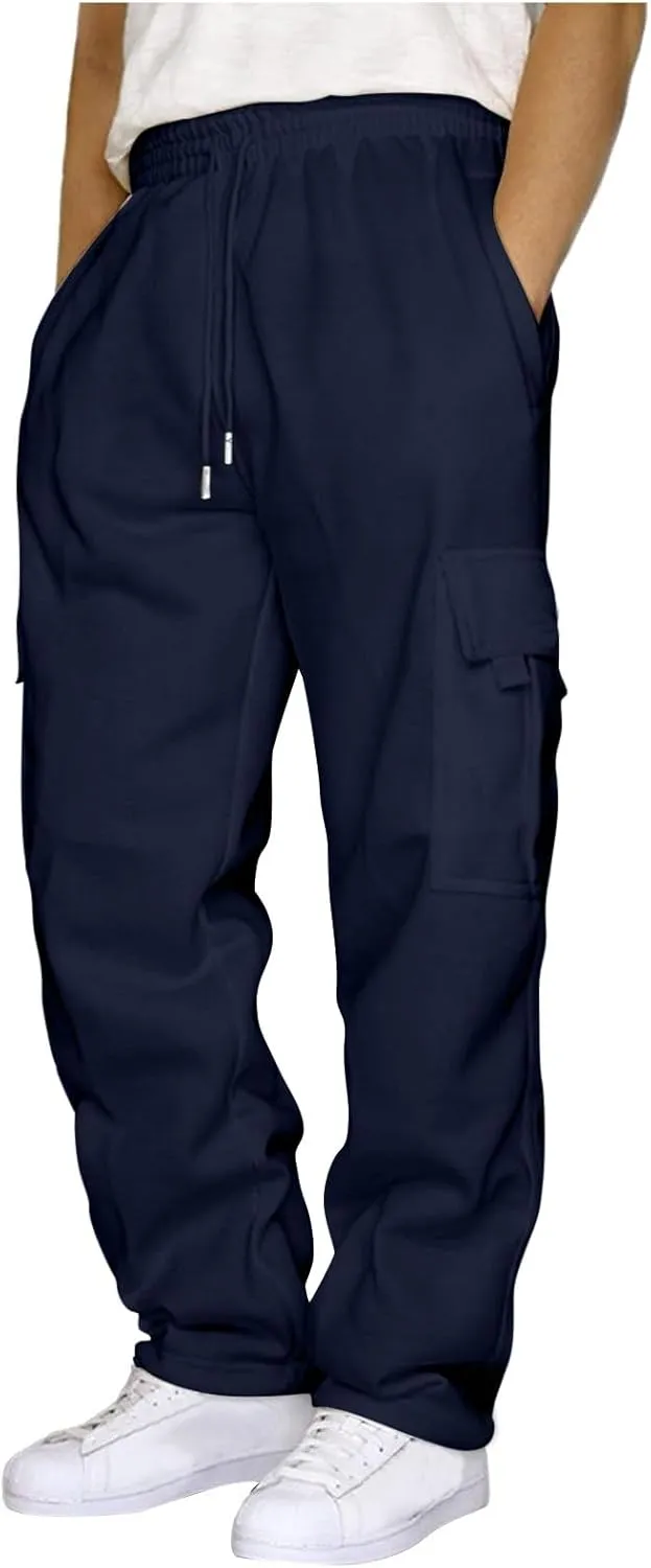Cargo Sweatpants for Men Casual Pocket Sport Work Casual Trouser Pants Trousers Drawstring Joggers