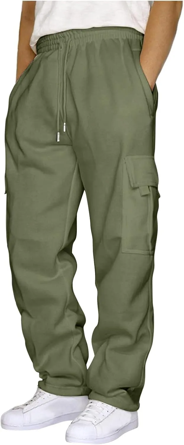 Cargo Sweatpants for Men Casual Pocket Sport Work Casual Trouser Pants Trousers Drawstring Joggers