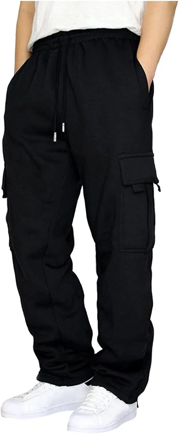 Cargo Sweatpants for Men Casual Pocket Sport Work Casual Trouser Pants Trousers Drawstring Joggers