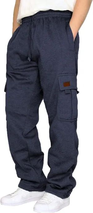 Cargo Sweatpants for Teen Boys 16-18 Mens Heavyweight Cargo Fleece Sweatpants Relaxed Fit Joggers with Pockets Sweat Pants
