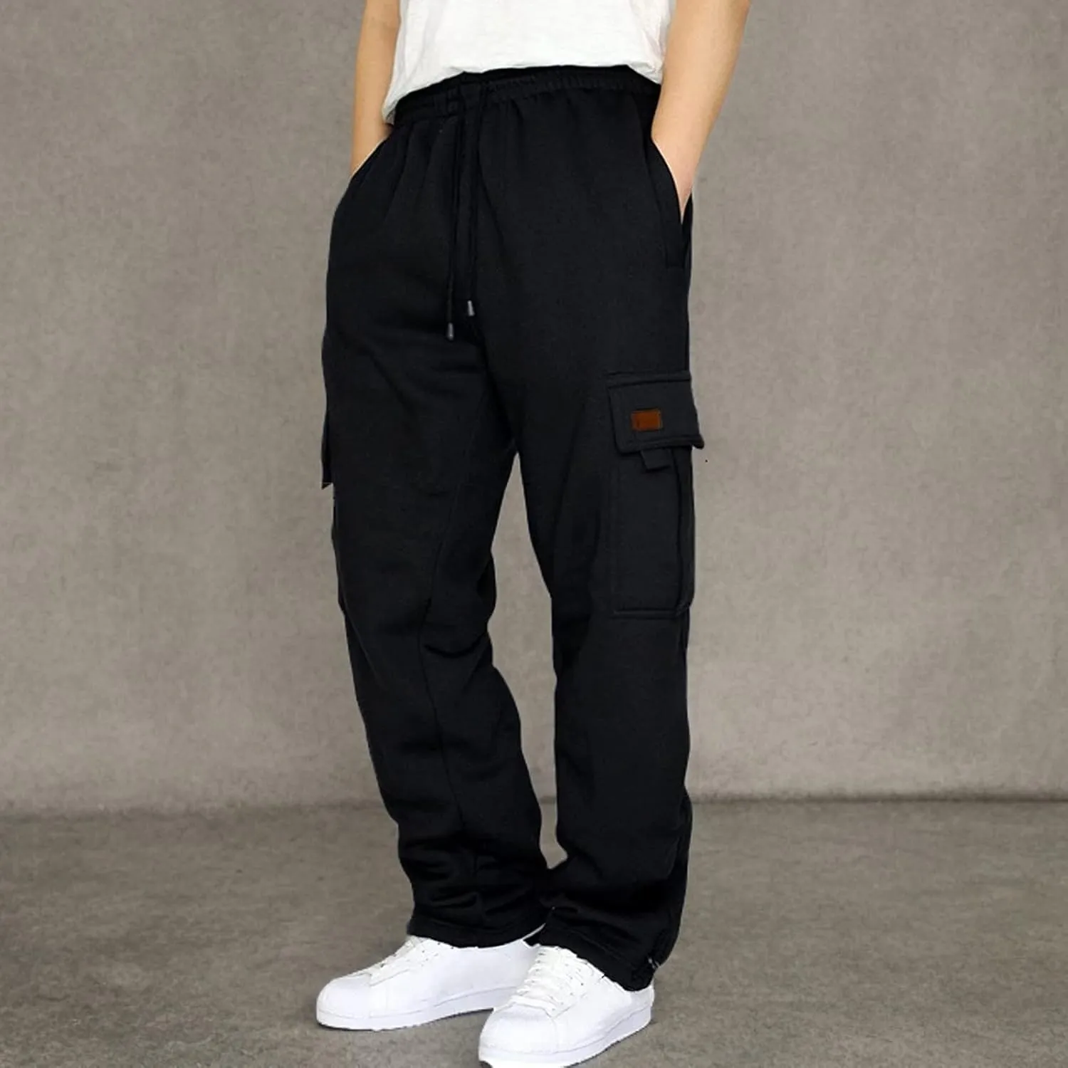 Cargo Sweatpants for Teen Boys 16-18 Mens Heavyweight Cargo Fleece Sweatpants Relaxed Fit Joggers with Pockets Sweat Pants