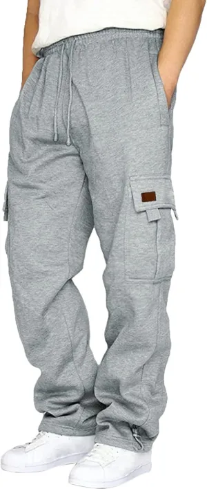 Cargo Sweatpants for Teen Boys 16-18 Mens Heavyweight Cargo Fleece Sweatpants Relaxed Fit Joggers with Pockets Sweat Pants