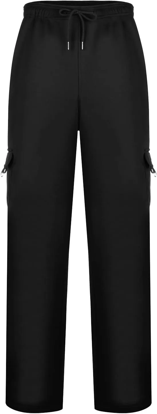 Cargo Sweatpants for Teen Boys 16-18 Mens Heavyweight Cargo Fleece Sweatpants Relaxed Fit Joggers with Pockets Sweat Pants