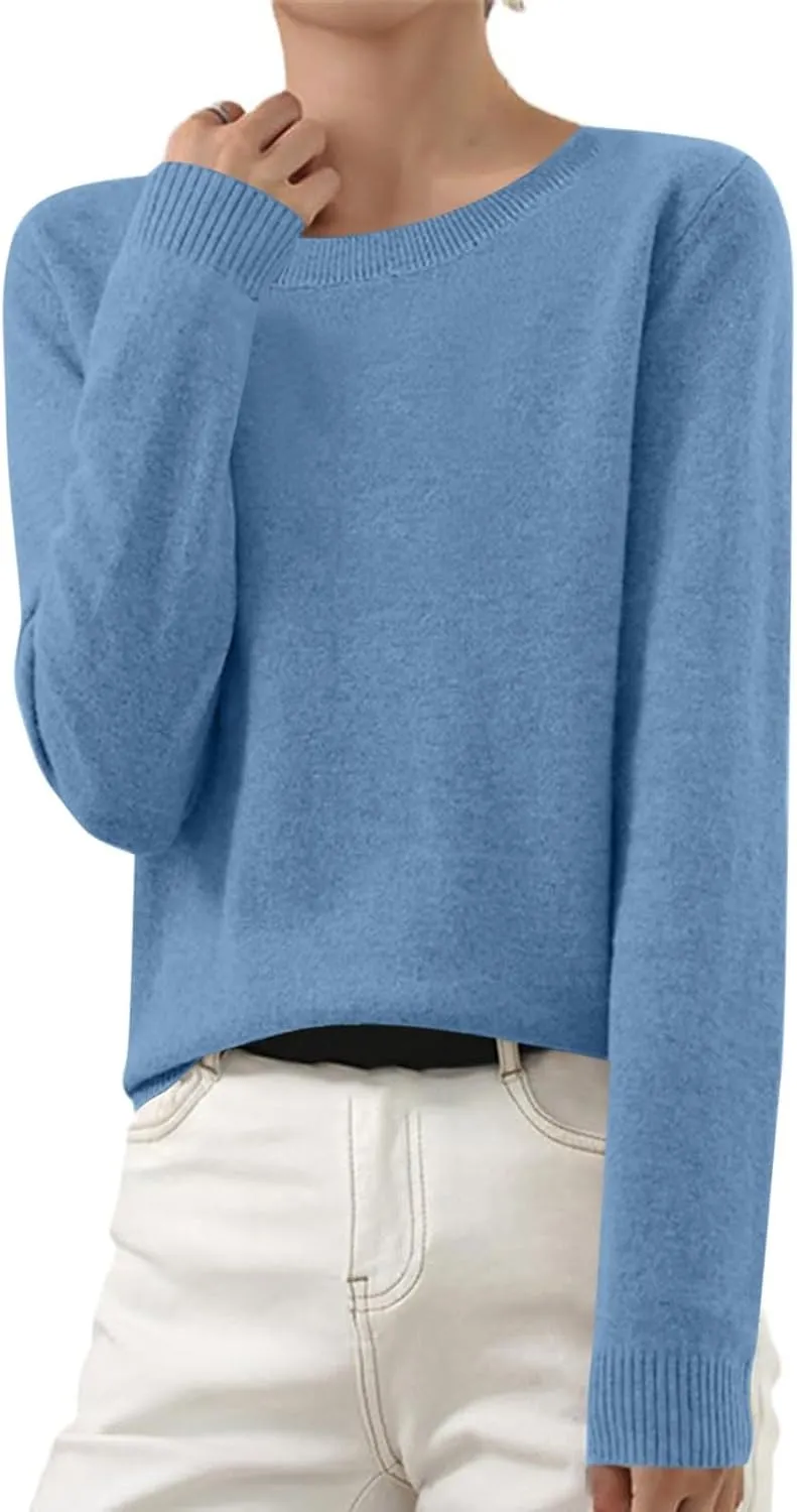 Cashmere Sweaters for Women Knitted Long Sleeve Blouses Cashmere Blouses Soft Pullover Sweater Knit Sweater Tops