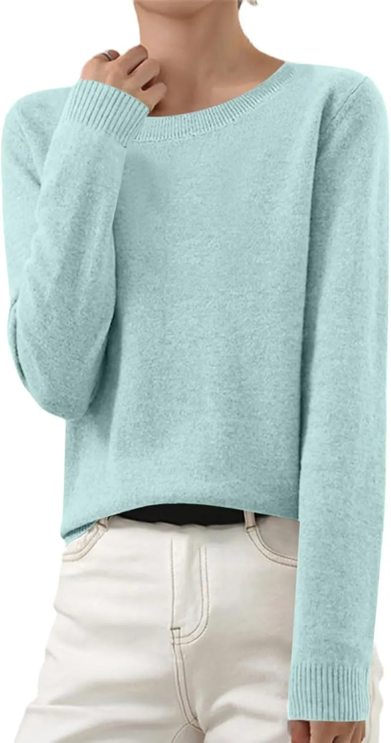 Cashmere Sweaters for Women Knitted Long Sleeve Blouses Cashmere Blouses Soft Pullover Sweater Knit Sweater Tops