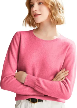 Cashmere Sweaters for Women Long Sleeve Loose Pullover Crew Neck Sweaters Tops Solid Lightweight Wool Knit Sweaters
