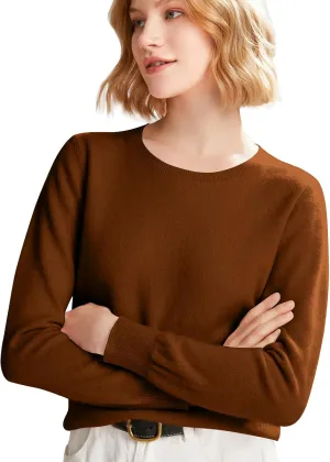 Cashmere Sweaters for Women Long Sleeve Loose Pullover Crew Neck Sweaters Tops Solid Lightweight Wool Knit Sweaters