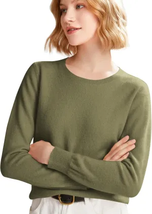 Cashmere Sweaters for Women Long Sleeve Loose Pullover Crew Neck Sweaters Tops Solid Lightweight Wool Knit Sweaters