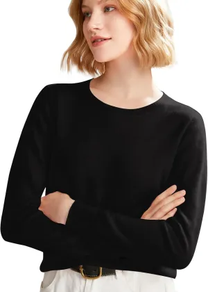 Cashmere Sweaters for Women Long Sleeve Loose Pullover Crew Neck Sweaters Tops Solid Lightweight Wool Knit Sweaters