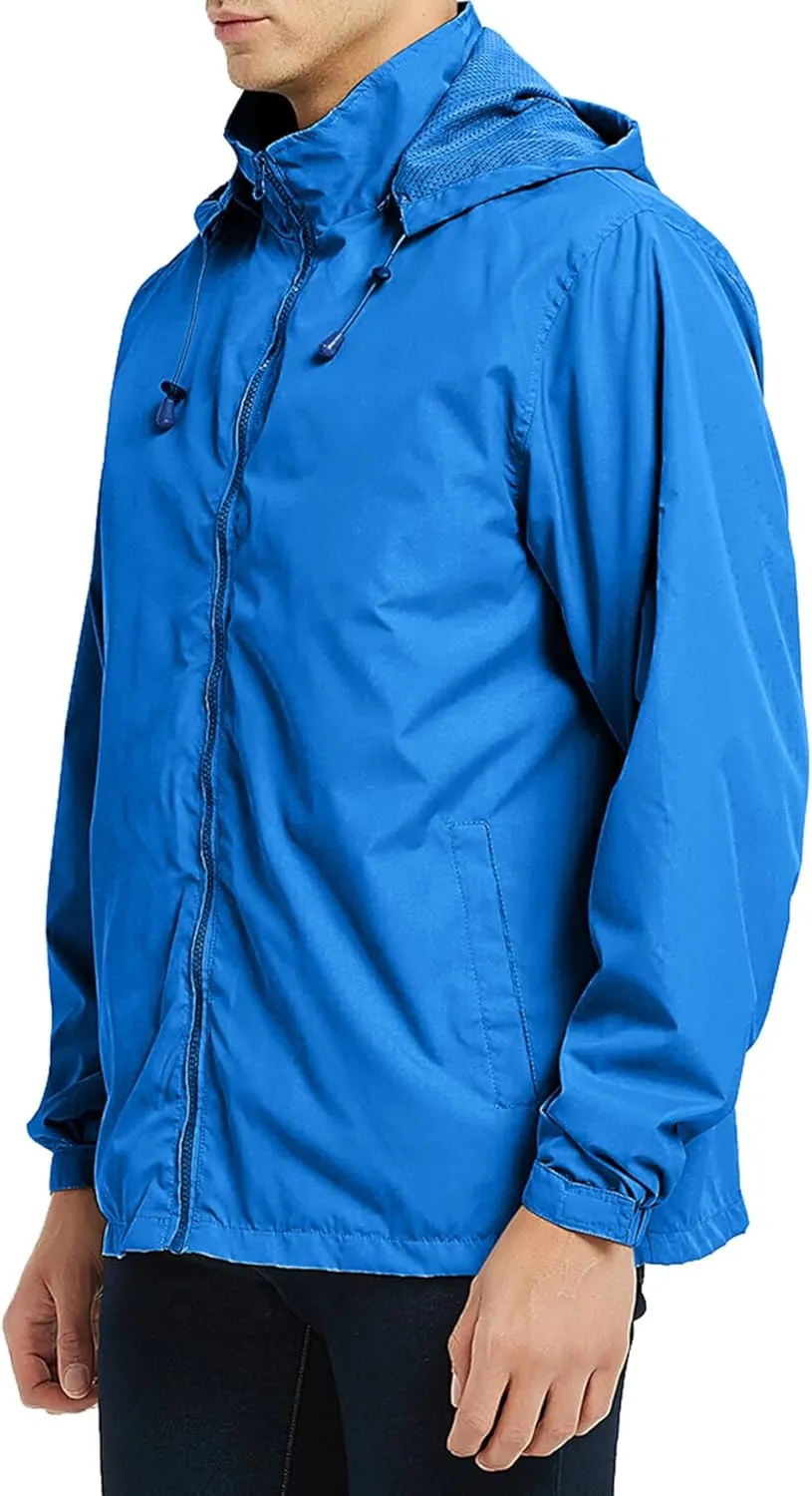 Casual Jacket for Men Lightweight Softshell Jacket Windbreak Waterproof Raincoat Travel Hiking Coat with Removable Hood