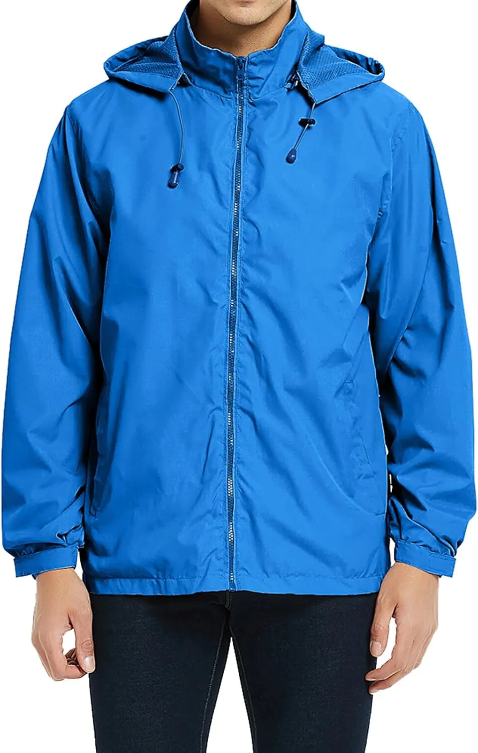 Casual Jacket for Men Lightweight Softshell Jacket Windbreak Waterproof Raincoat Travel Hiking Coat with Removable Hood