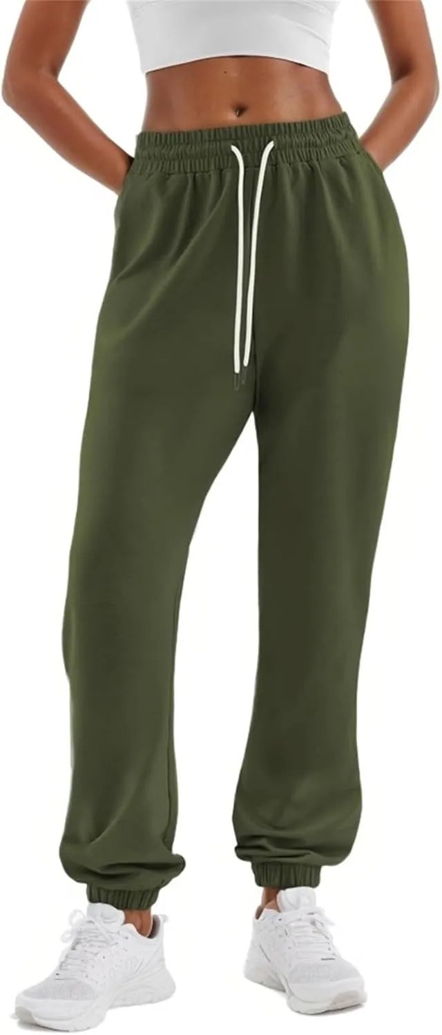 Cinch Bottom Sweatpants Women Baggy High Waisted Sweatpants Athletic Sweat Pants Workout Cotton Joggers with Pockets