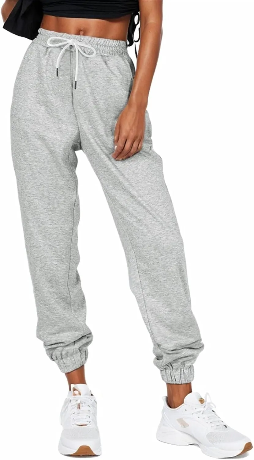 Cinch Bottom Sweatpants Women Baggy High Waisted Sweatpants Athletic Sweat Pants Workout Cotton Joggers with Pockets