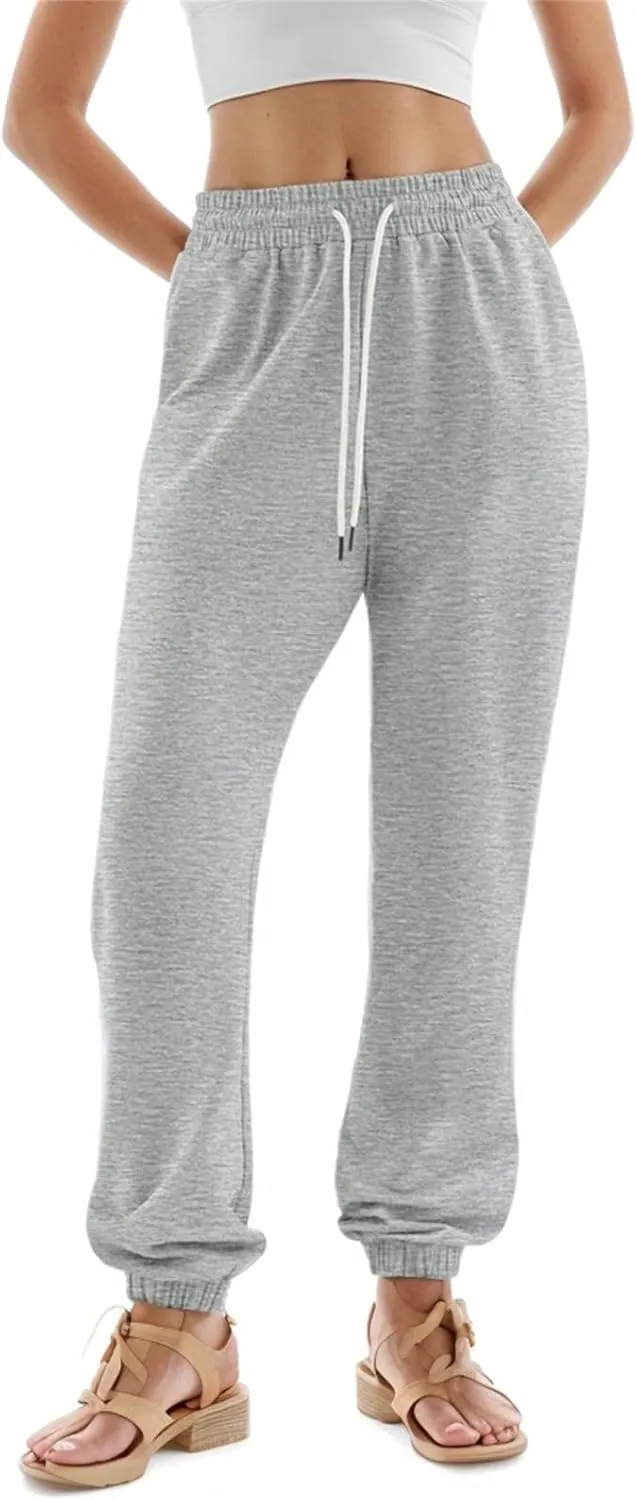 Cinch Bottom Sweatpants Women Baggy High Waisted Sweatpants Athletic Sweat Pants Workout Cotton Joggers with Pockets