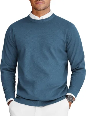 COOFANDY Mens Crew Neck Sweaters Long Sleeve Lightweight Knit Dress Pullover Sweaters