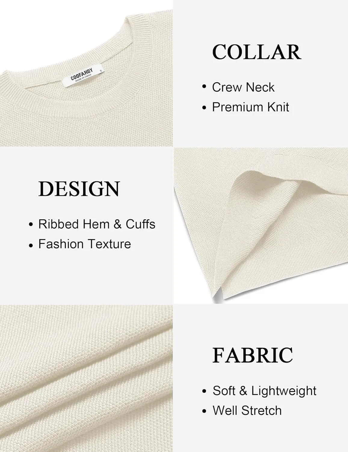 COOFANDY Mens Crew Neck Sweaters Long Sleeve Lightweight Knit Dress Pullover Sweaters