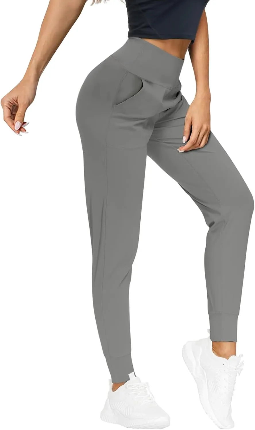 Cotton Joggers for Women High Waisted Tapered Running Yoga Leggings Lightweight Athletic Workout Pants with Pockets