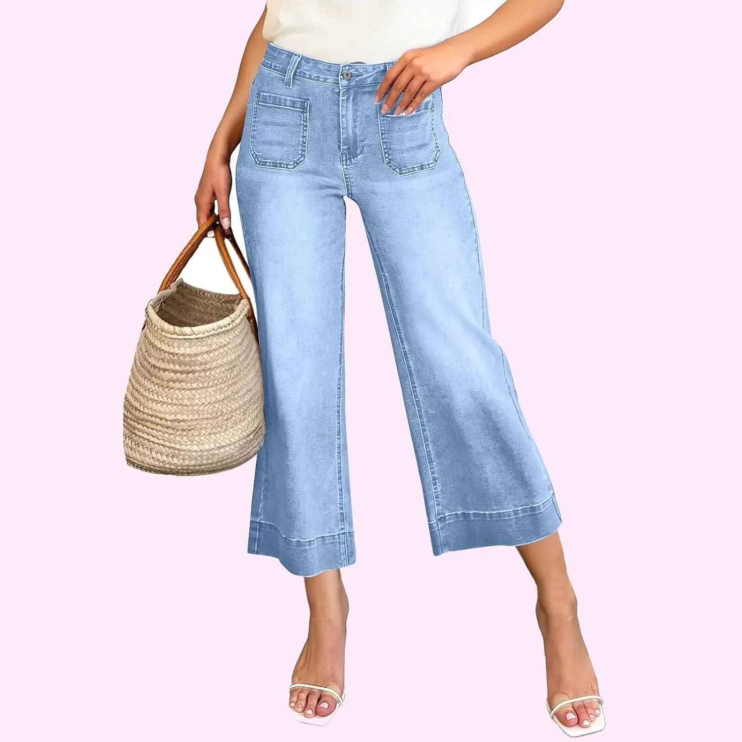 Cropped Jeans for Women High Waisted Mother Mom 90s Boyfriend Denim Jeans Casual Vintage Y2k Wide Leg Denim Pants