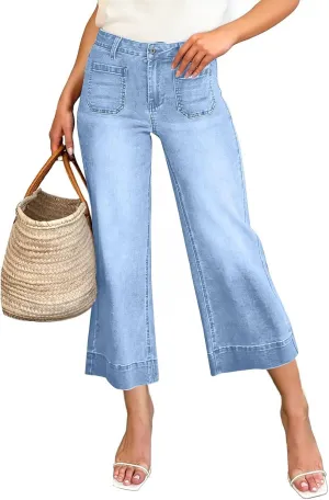 Cropped Jeans for Women High Waisted Mother Mom 90s Boyfriend Denim Jeans Casual Vintage Y2k Wide Leg Denim Pants