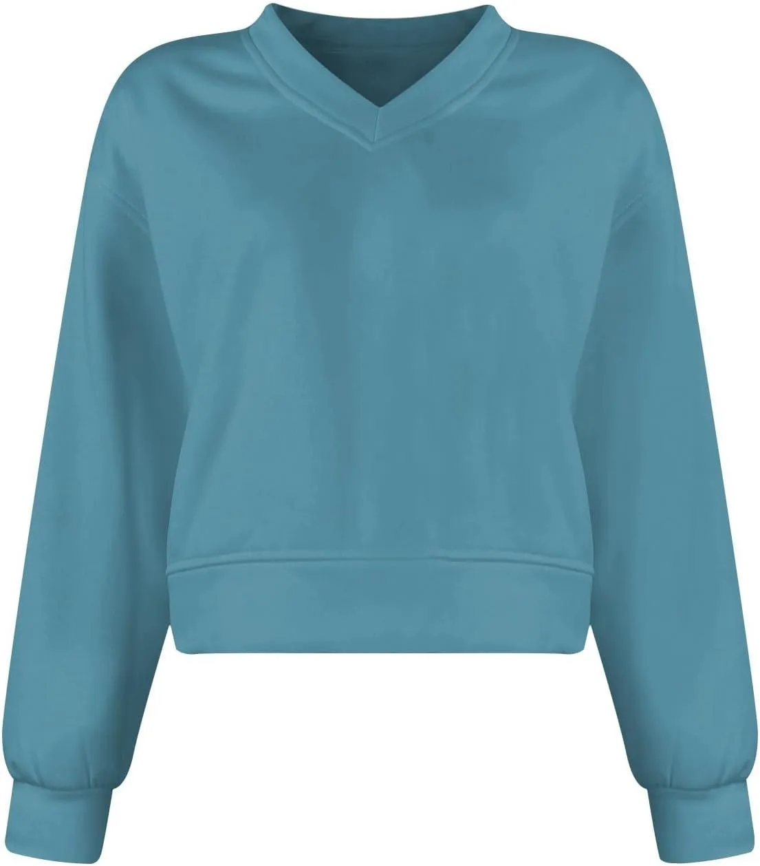 Cropped Sweatshirts for Women V Neck Workout Sweatshirt Fleece Lightweight Sweatshirts Long Sleeve Batwing Tops