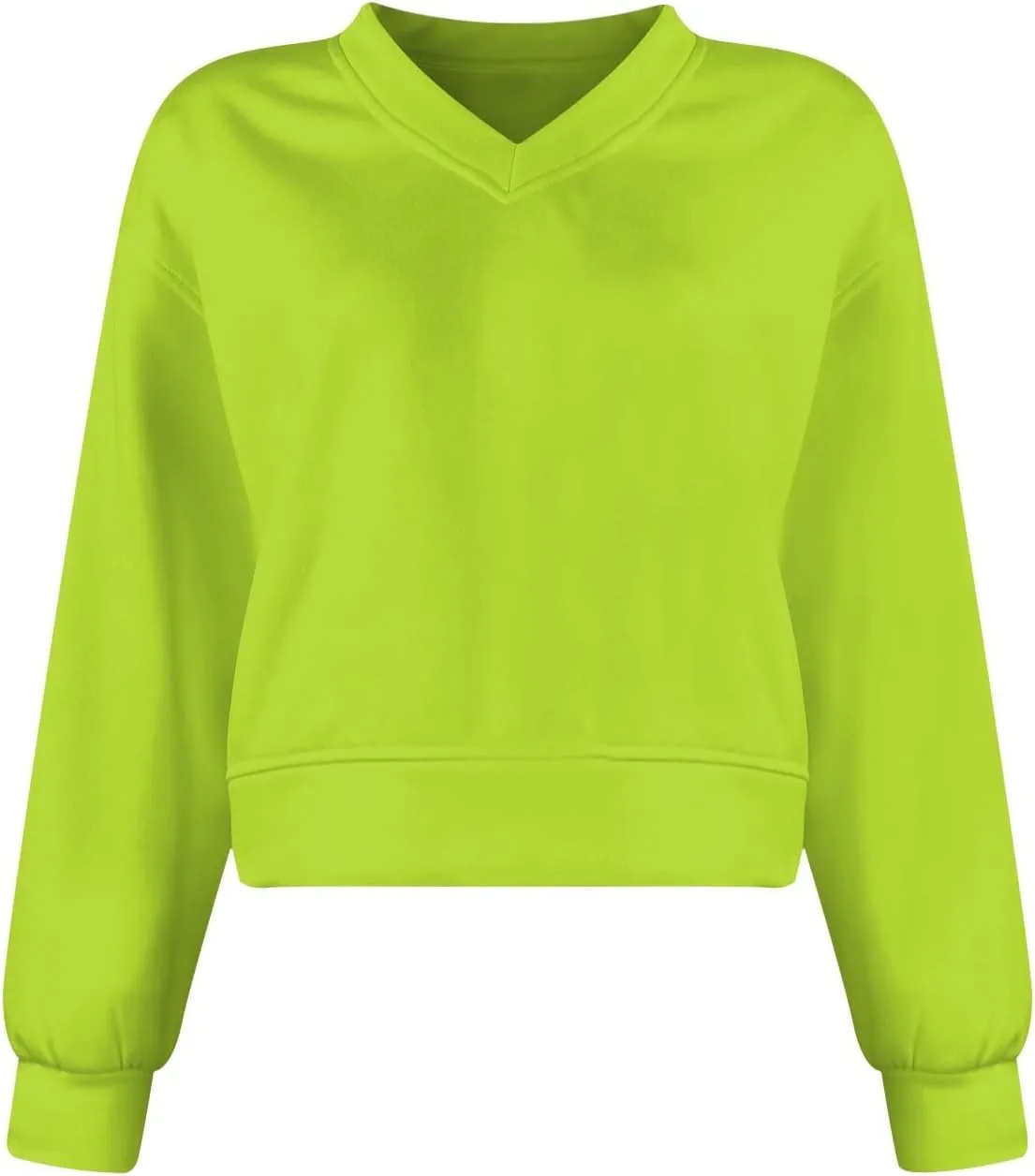 Cropped Sweatshirts for Women V Neck Workout Sweatshirt Fleece Lightweight Sweatshirts Long Sleeve Batwing Tops