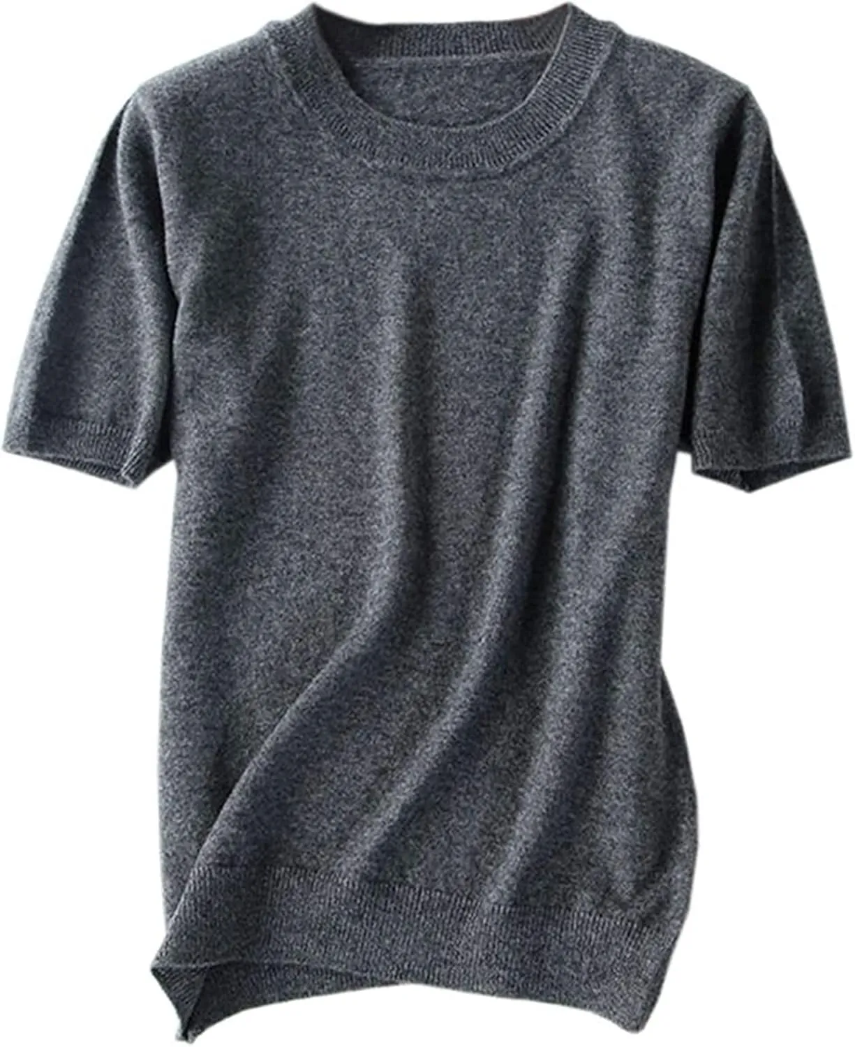 DAIMIDY Women's Short Sleeve Crew Neck Sweaters Lightweight Summer Sweater Casual Knit Pullover Tops