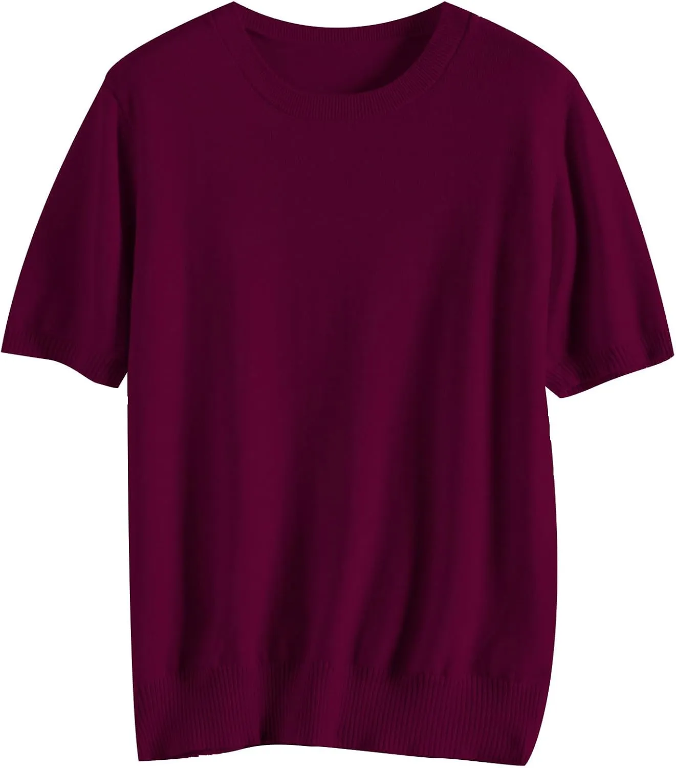 DAIMIDY Women's Short Sleeve Crew Neck Sweaters Lightweight Summer Sweater Casual Knit Pullover Tops