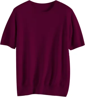 DAIMIDY Women's Short Sleeve Crew Neck Sweaters Lightweight Summer Sweater Casual Knit Pullover Tops