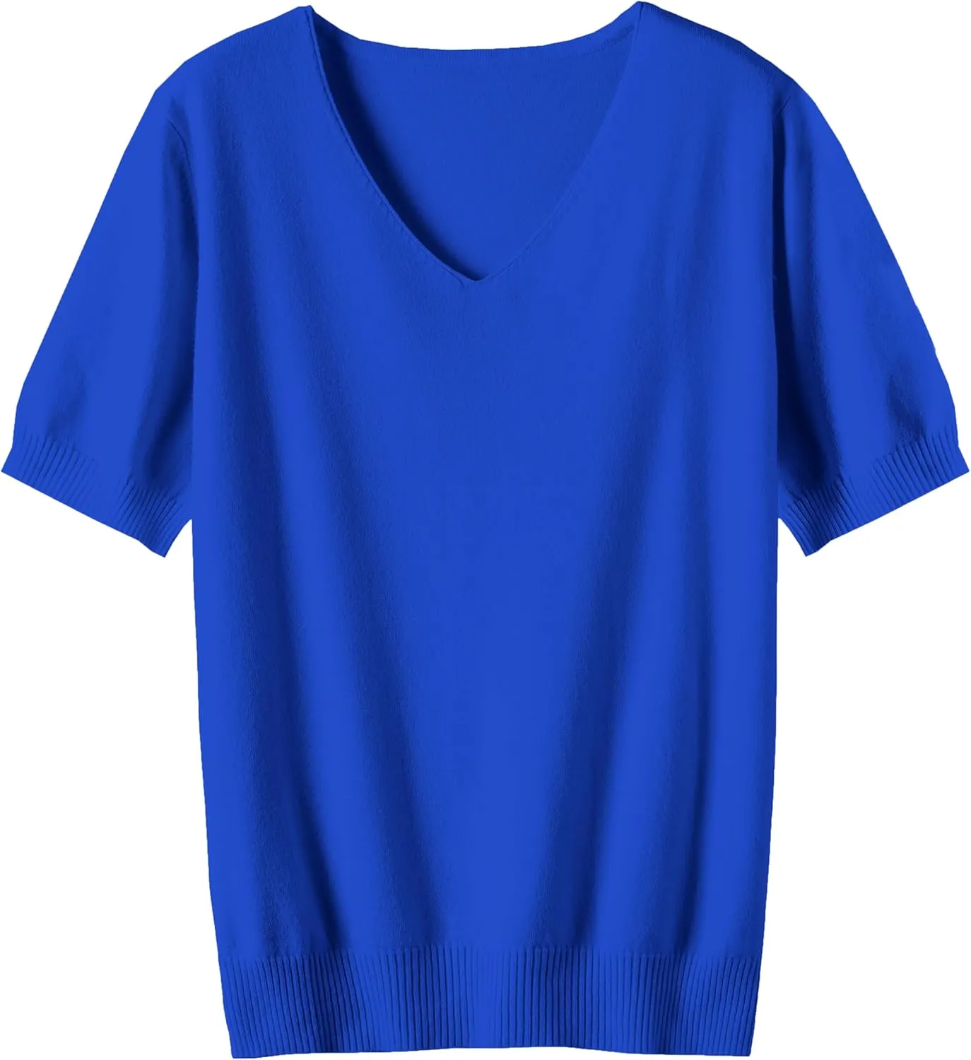 DAIMIDY Women's Short Sleeve V Neck Sweaters Casual Summer Sweater Lightweight Knit Pullover Tops