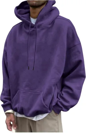 DuDubaby Graphic Hoodies For Men Letter Printing Flannel Sweatshirt Soft Drawstring Pullover Thermal Streetwear Hooded
