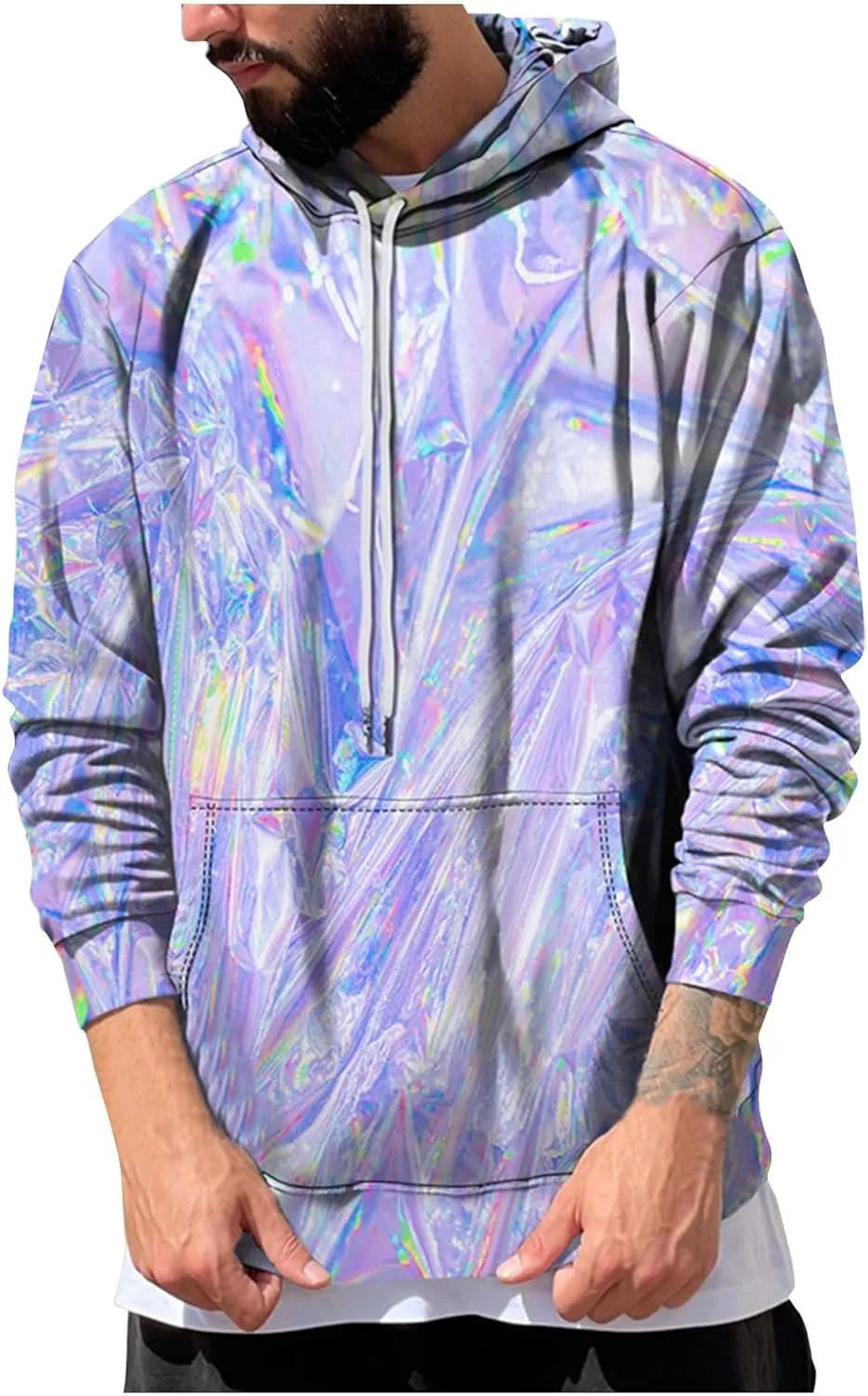 DuDubaby Men Graphic Hoodies Gradient Cotton Sweatshirt Soft Lightweight 3D Pullover Adult Athletic Hooded