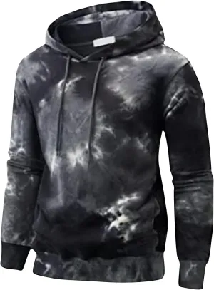 DuDubaby Men Graphic Hoodies Gradient Cotton Sweatshirt Soft Lightweight 3D Pullover Adult Athletic Hooded