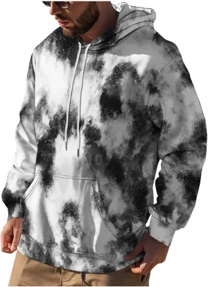 DuDubaby Men Graphic Hoodies Gradient Cotton Sweatshirt Soft Lightweight 3D Pullover Adult Athletic Hooded