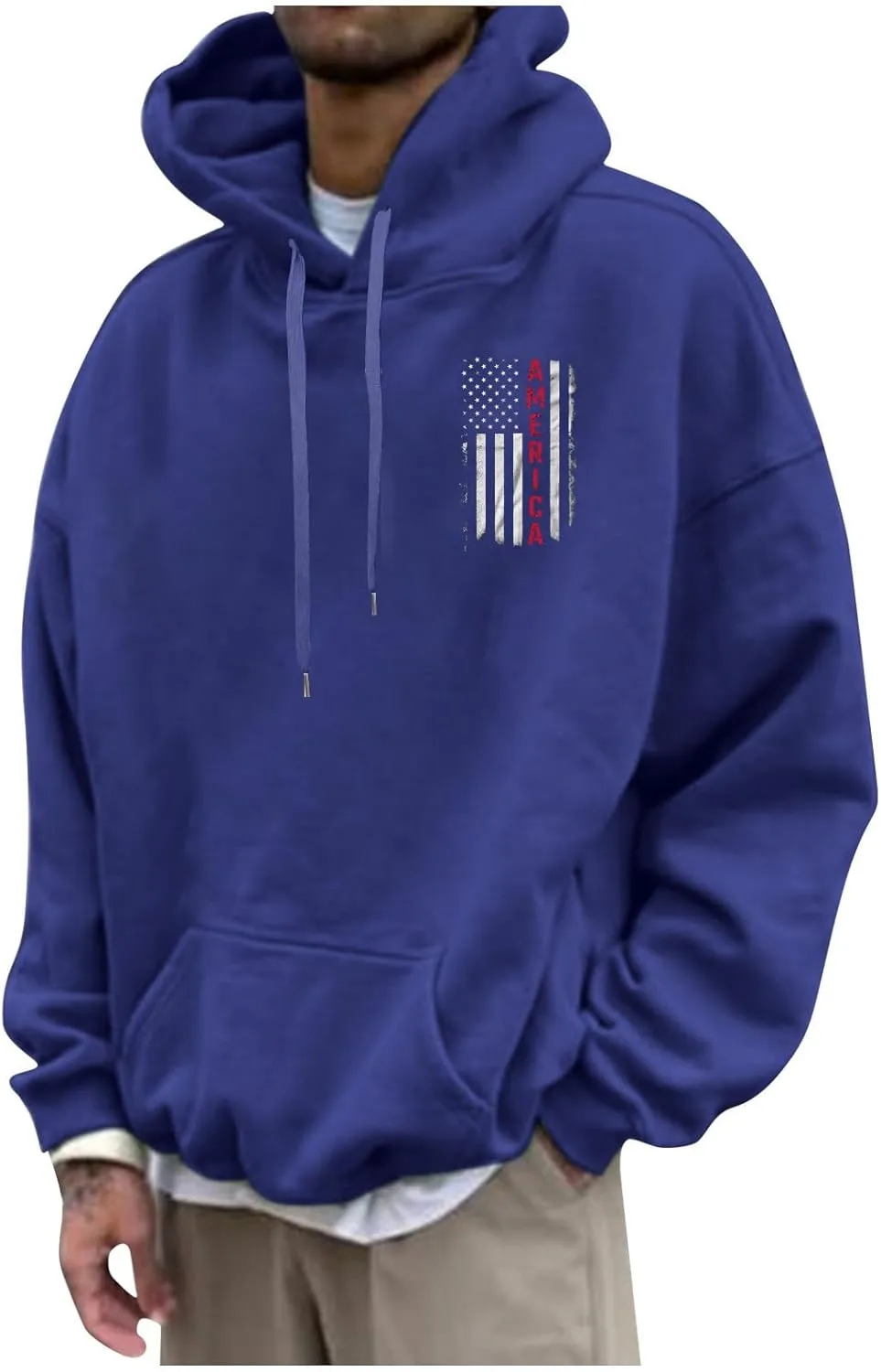 DuDubaby Men Graphic Hoodies Letter Printing Cotton Sweatshirt Big And Tall Soft Pullover Vintage Thick Hooded