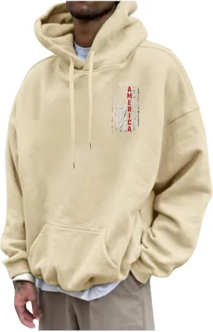 DuDubaby Men Graphic Hoodies Letter Printing Cotton Sweatshirt Big And Tall Soft Pullover Vintage Thick Hooded
