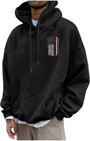 DuDubaby Men Graphic Hoodies Letter Printing Cotton Sweatshirt Big And Tall Soft Pullover Vintage Thick Hooded