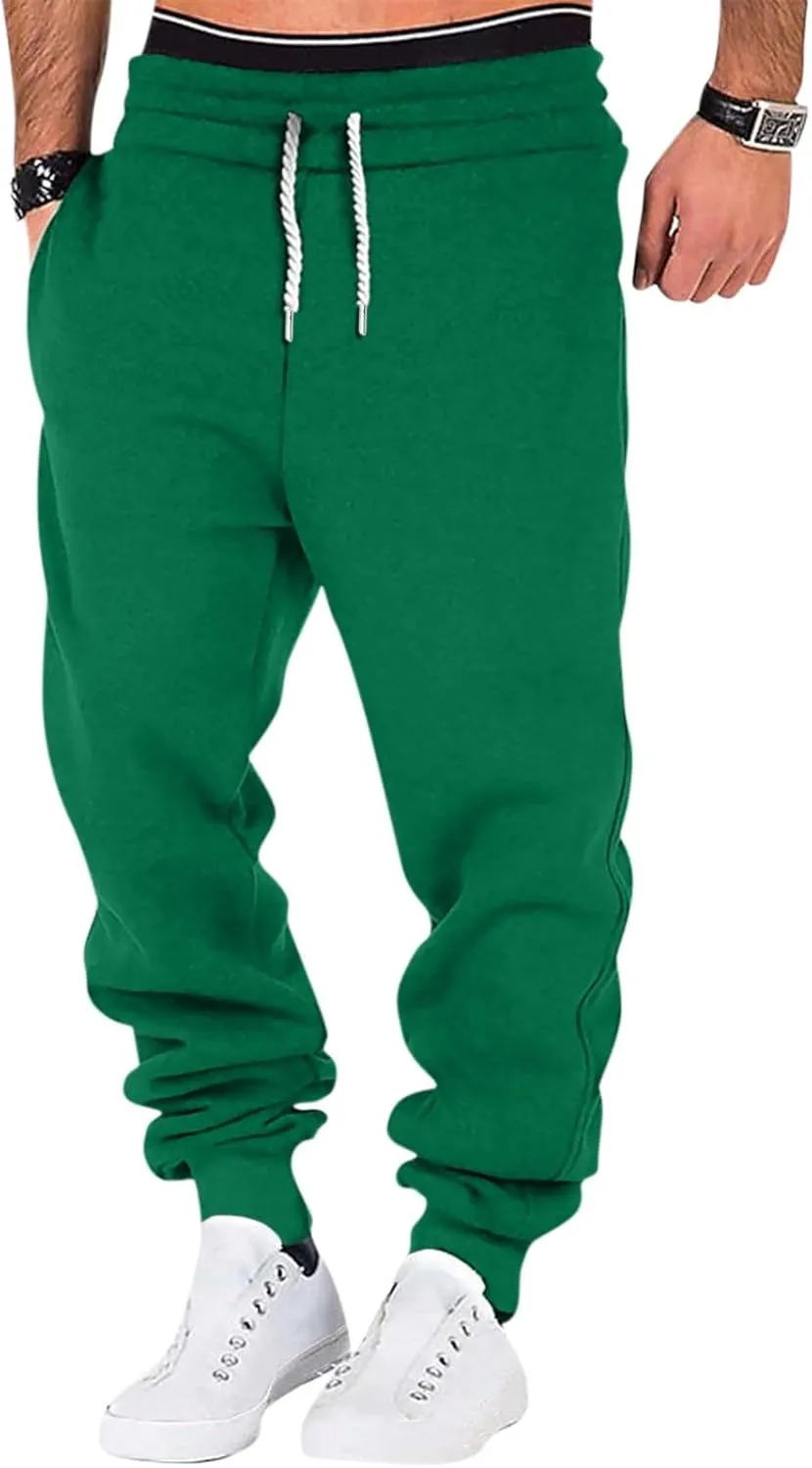 Elastic Waist Pants for Men Color Block Mardi Gras Print Exercise Pants Comfy Relaxed Fit Joggers Sweatpants