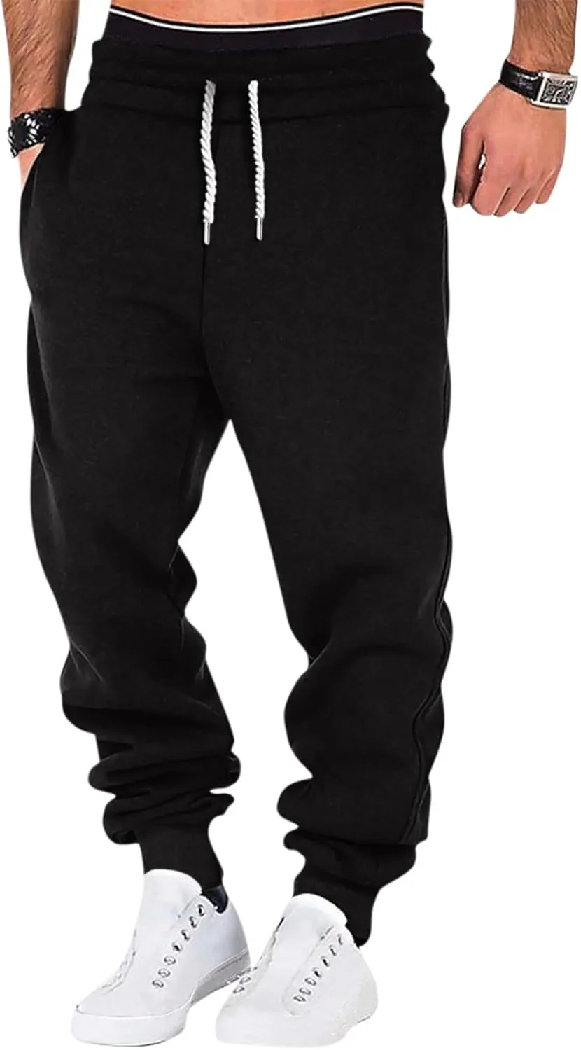 Elastic Waist Pants for Men Color Block Mardi Gras Print Exercise Pants Comfy Relaxed Fit Joggers Sweatpants