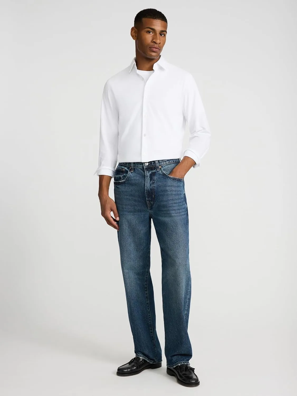 EXPRESS Mens Long Sleeve Slim Modern Tech 1MX Dress Shirt