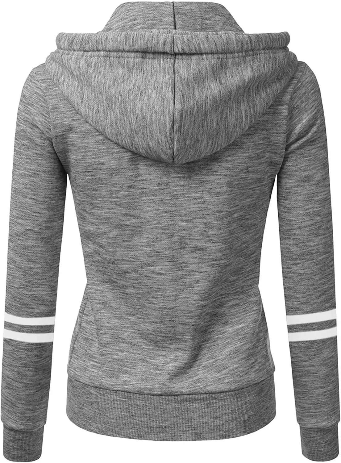 Fall Full Zip Hoodies for Women Plain Striped Hooded Jacket Casual Drawstring Sweatshirts Pullover Tops with Pockets